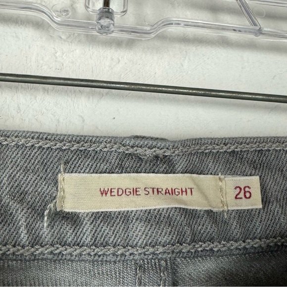 Levis Jeans Denim Wedgie Straight Light Wash Grey Silver Solid Premium Cotton - Picture 10 of 10